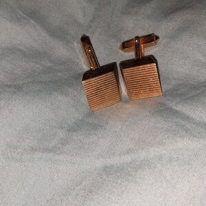 Gold Cuff Links with Textured Square Design